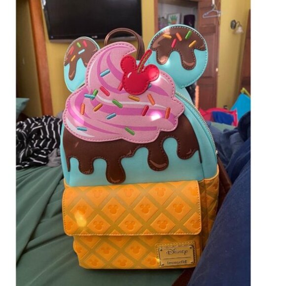 Loungefly Handbags - 🆕Loungefly Women Disney Mickey and Minnie Mouse Sweets Ice Cream Mini Backpack
